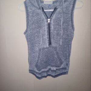 Gray Sleeveless Hoodie with Zipper